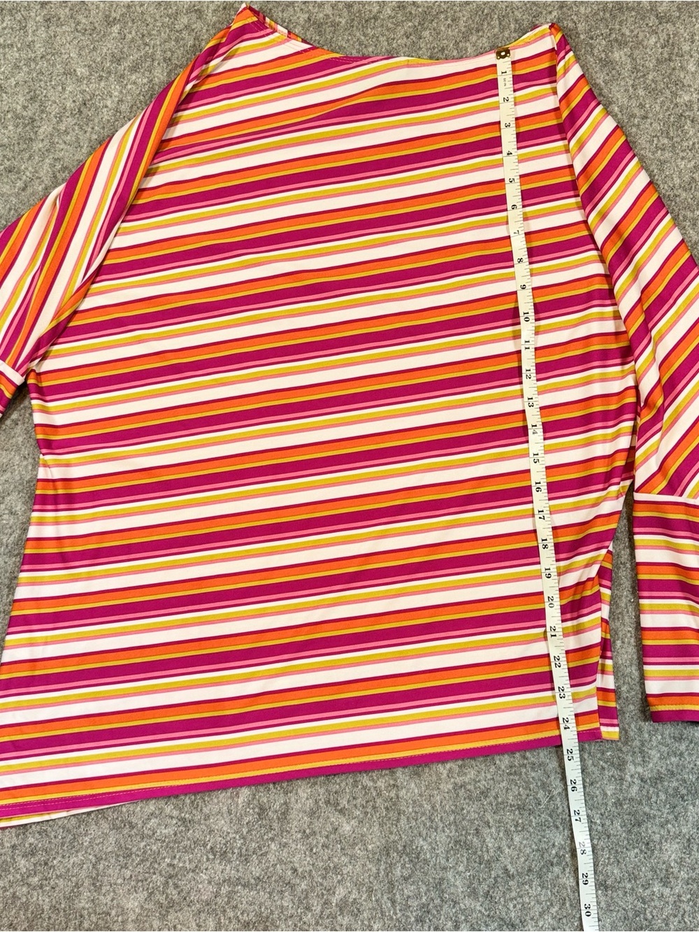 Metrostyle Women’s Striped 3/4 Sleeve Top Size L Poly Spandex Tunic USA - Picture 11 of 12
